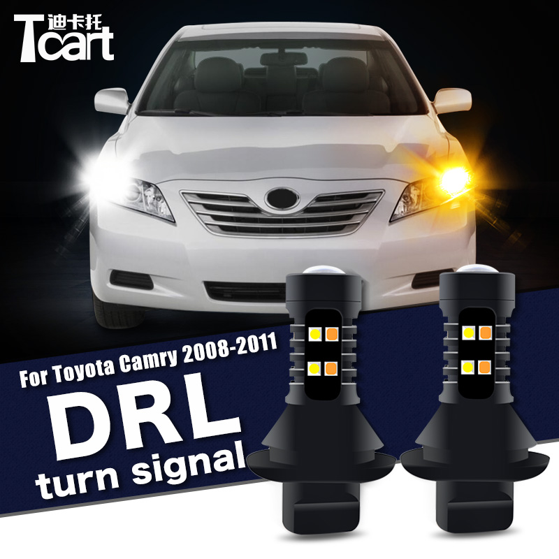 Car Accessories 7440 T20 WY21W W21W for Toyota Camry (XV40) 2007-2011 LED Daytime Running Light Turn DRL 2in1