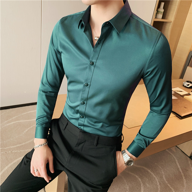 Camicia elegante da uomo di alta qualità in 10 colori 2025 Camicie da lavoro slim fit a maniche lunghe autunno solido Homme Abito camicia casual sociale