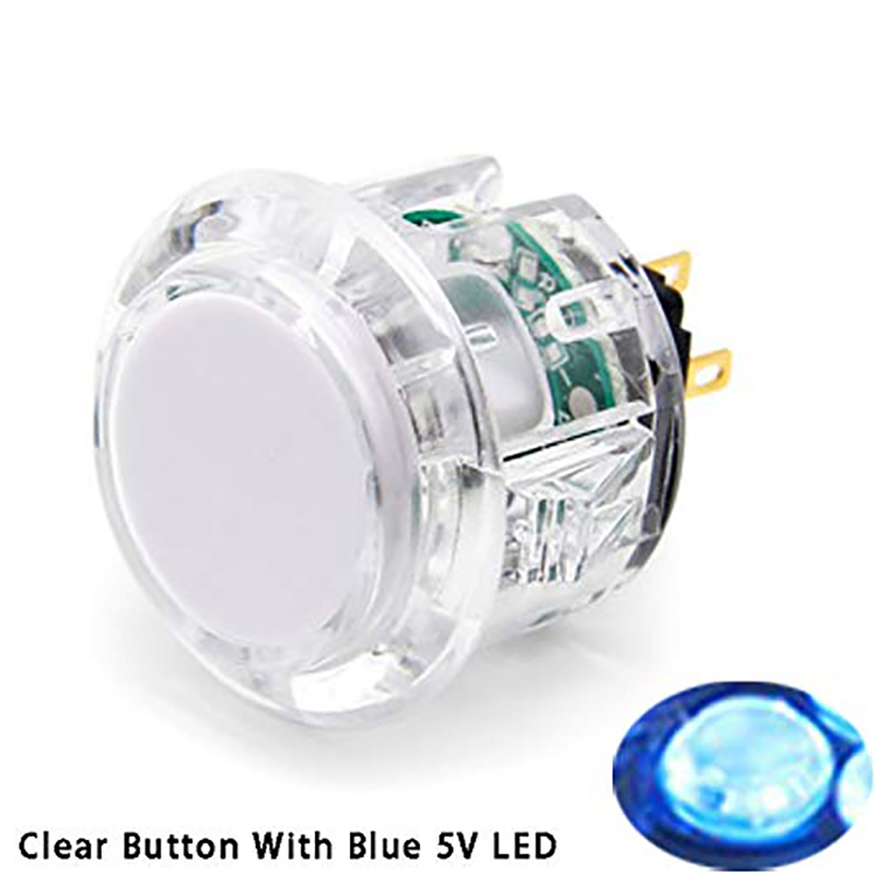 QANBA-Botones de Arcade LED iluminados, pulsador a presión con LED azul, 30mm