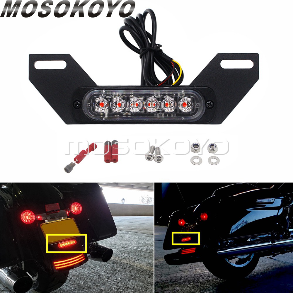 Universele motorfiets achter LED B6 kentekenplaat extra licht Burst Flash remachterlicht voor Harley Honda Suzuki Yamaha BMW