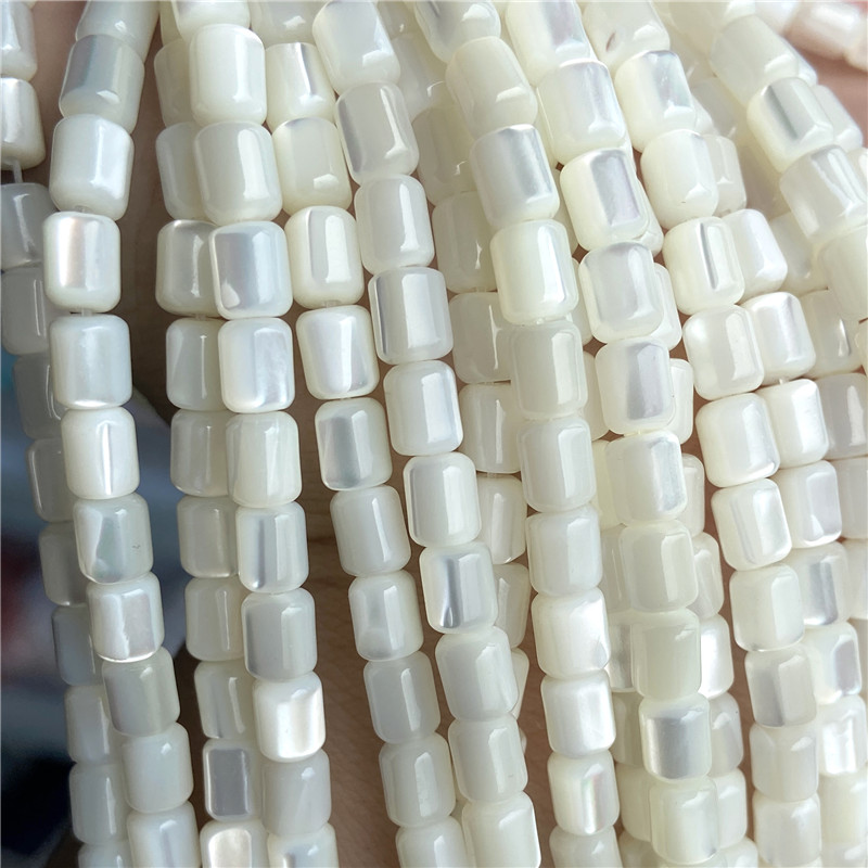 Perles de coquillage en nacre blanche naturelle, 5x6mm, Rondelle en forme de baril, perles de coquillage d'eau douce pour la fabrication de bijoux, fourniture de bricolage 15"