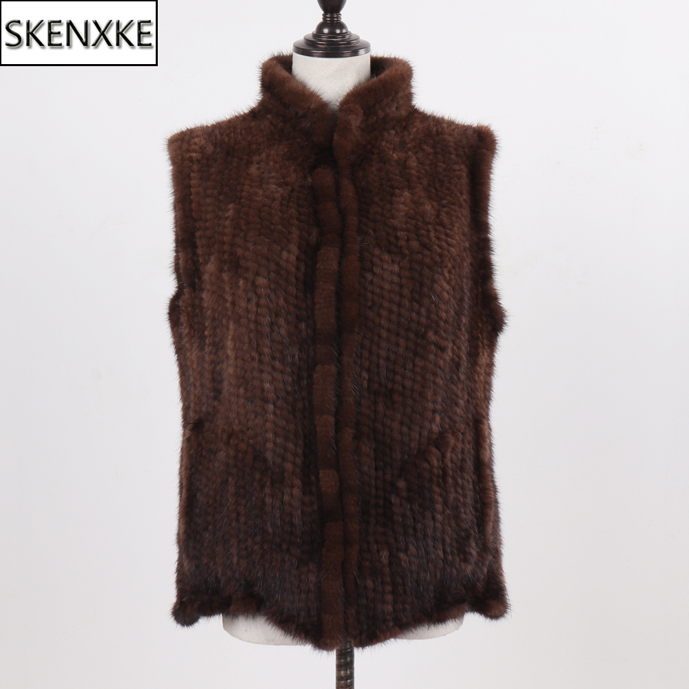 Nuevo Chaleco de piel de visón Natural cálido para mujer Otoño Invierno 100% chaqueta sin mangas de piel de visón auténtica chaleco de piel de visón auténtica de lujo para mujer
