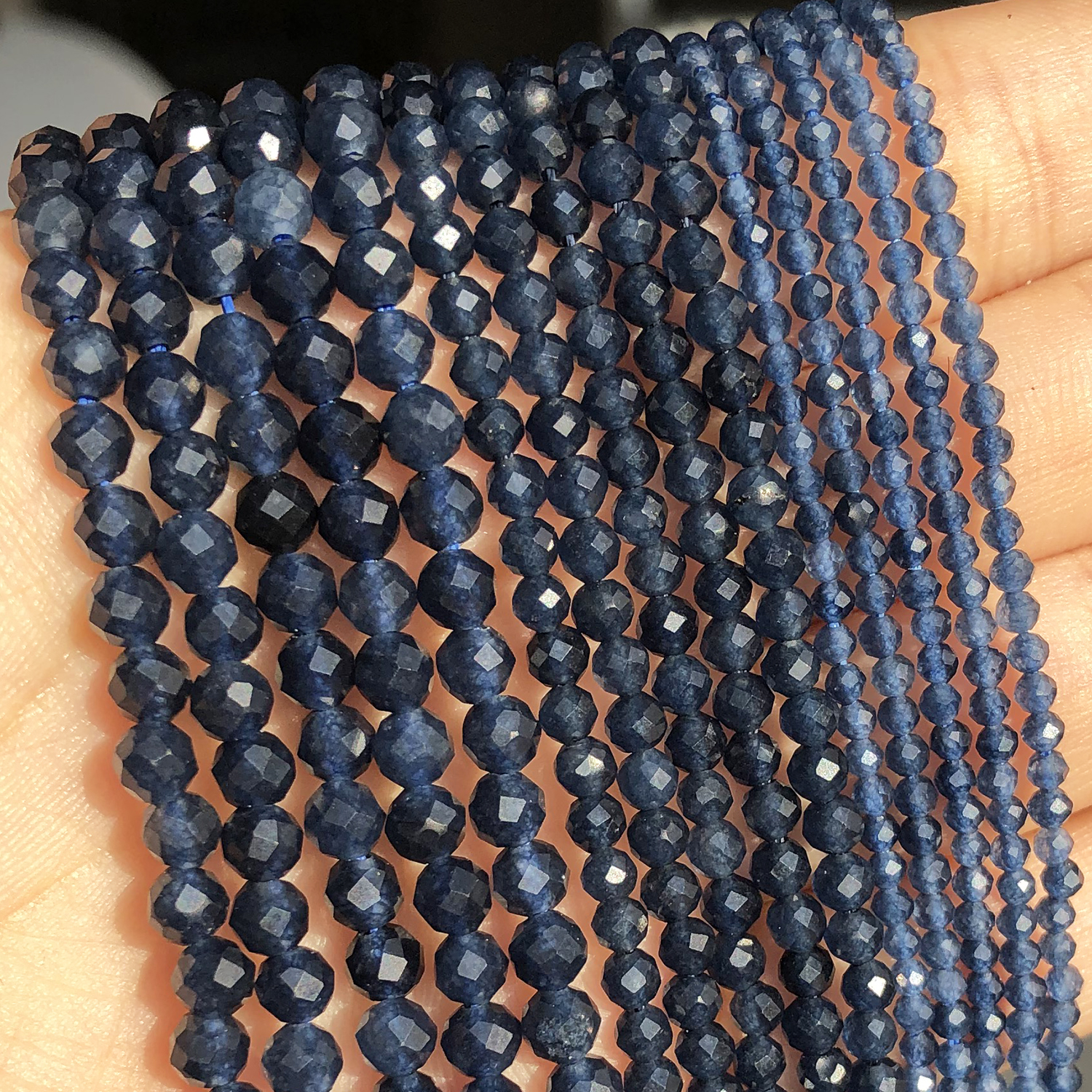 2 3 4mm Pietre di zaffiro blu sfaccettato naturale Perline distanziatrici allentate per la creazione di gioielli Accessori orecchini braccialetto fai da te 15''Pollici