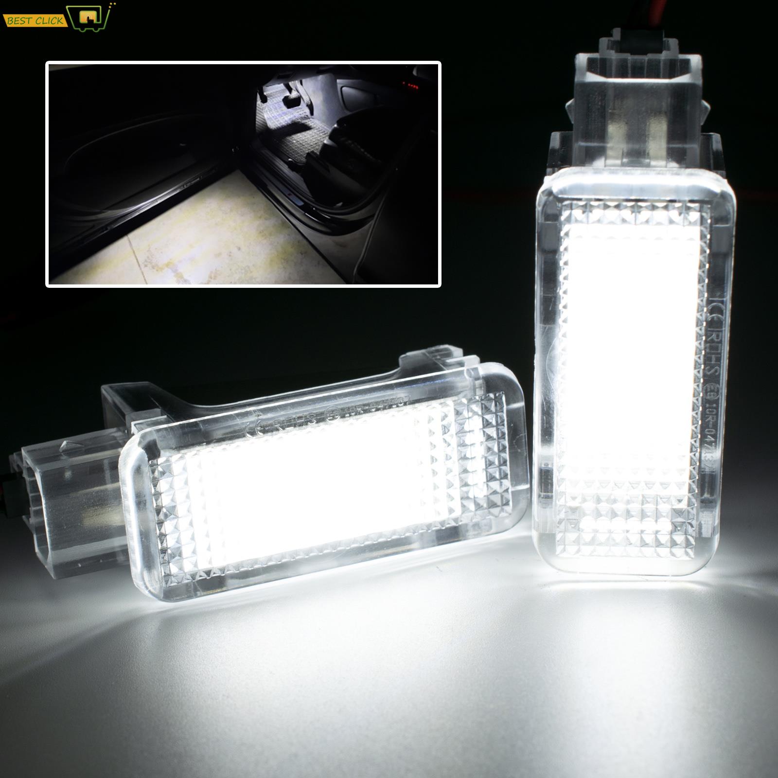2pcs Xenon LED สีขาวมารยาทภายใต้ประตู Footwell Light Trunk โคมไฟสําหรับ Audi A4 A6 VW Touareg Tiguan Passat Skoda Octavia Superb