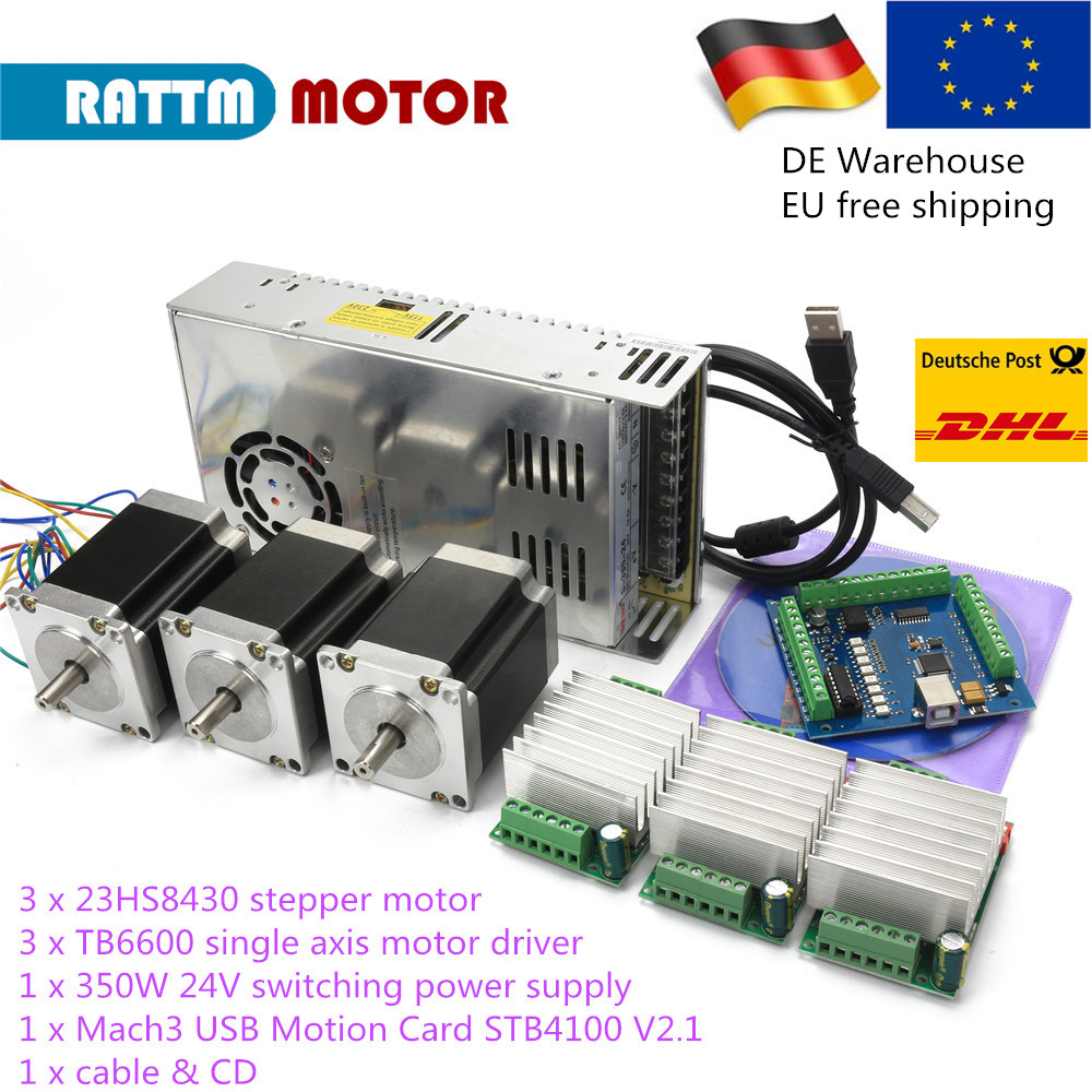 USB MACH3 3 osi CNC zestaw sterowniczy Nema 23 silnik krokowy 76mm i TB6600 i Mach3 USB karty ruchu STB4100 V2.1