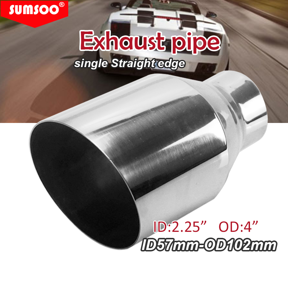 1 Buah Ujung Knalpot Mobil Stainless Steel Tepi Lurus Miring Inlet 60mm-102mm Outlet Pipa Mobil
