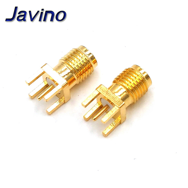 5-50 Buah SMA Perempuan Jack Solder Tepi Mur Klip PCB Dudukan Lurus Berlapis Emas Konektor RF Wadah Solder