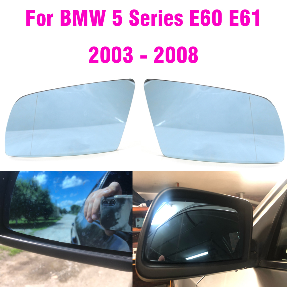 Para BMW 5 Series E60 E61 E63 E64 2003-2008 lado izquierdo y derecho espejo retrovisor calefactable azul espejo retrovisor gran angular de cristal