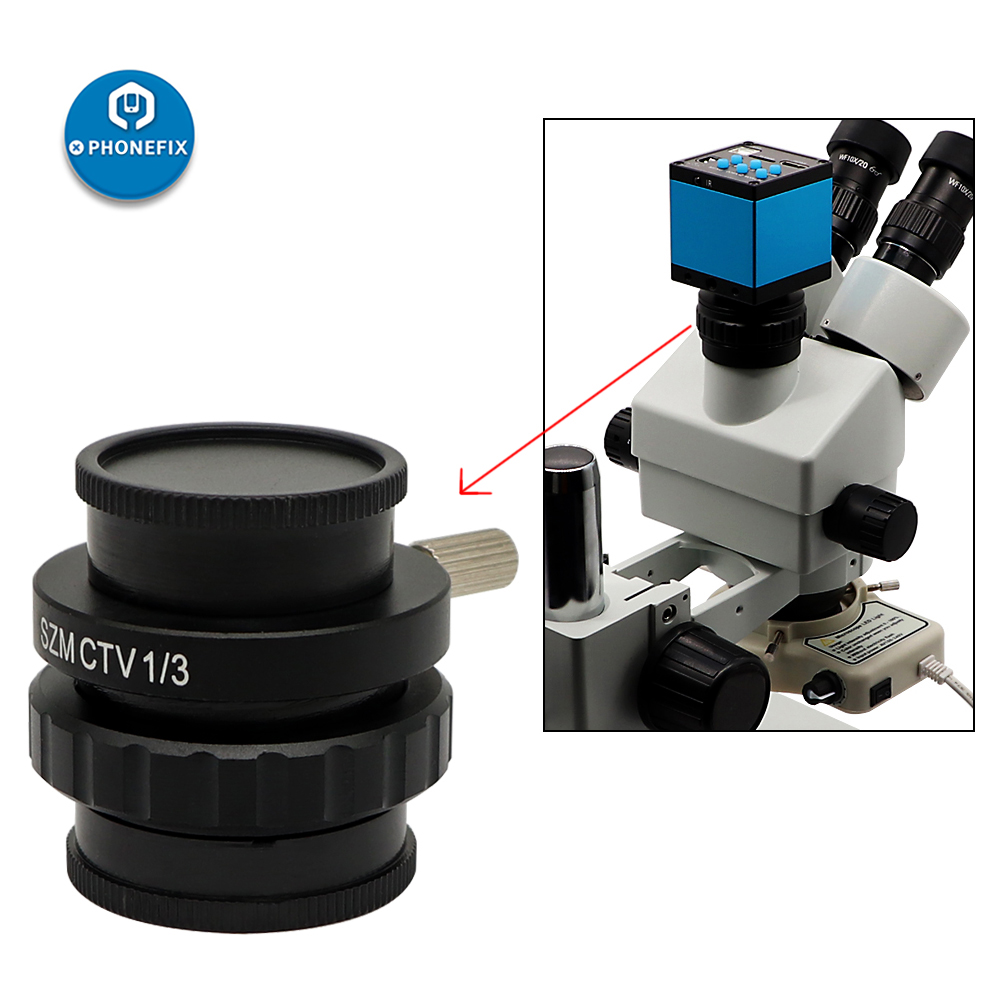 Adaptador C-Mount 0.3X 0.5X 0.35X para Lentes TV1/2 1/3 CTV para Microscópio Estereoscópico Digital Trinocular com Câmera HDMI VGA
