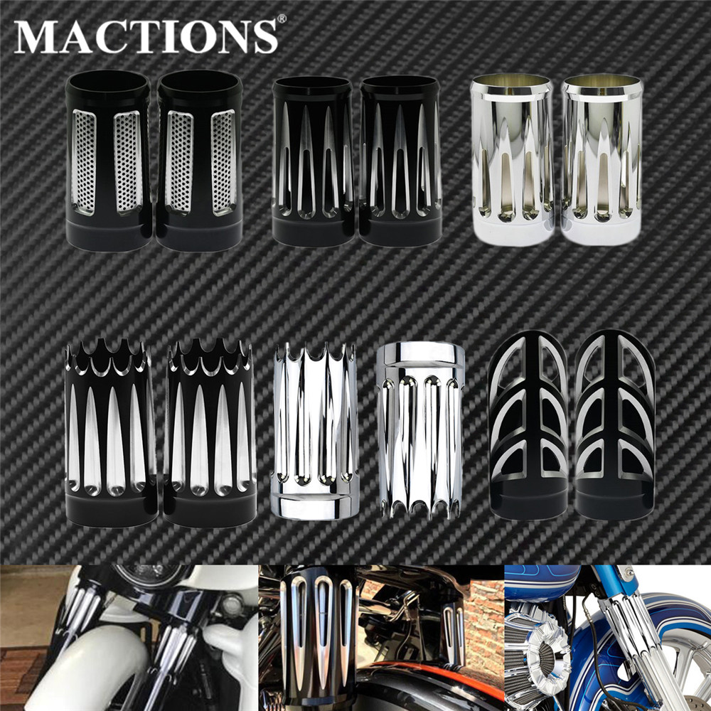 Motorrad Schwarz/Chrom Gabel Boot Slider Abdeckungen Aluminium Für Harley Touring 1984-2021 Street Electra Glide Road King FLHT