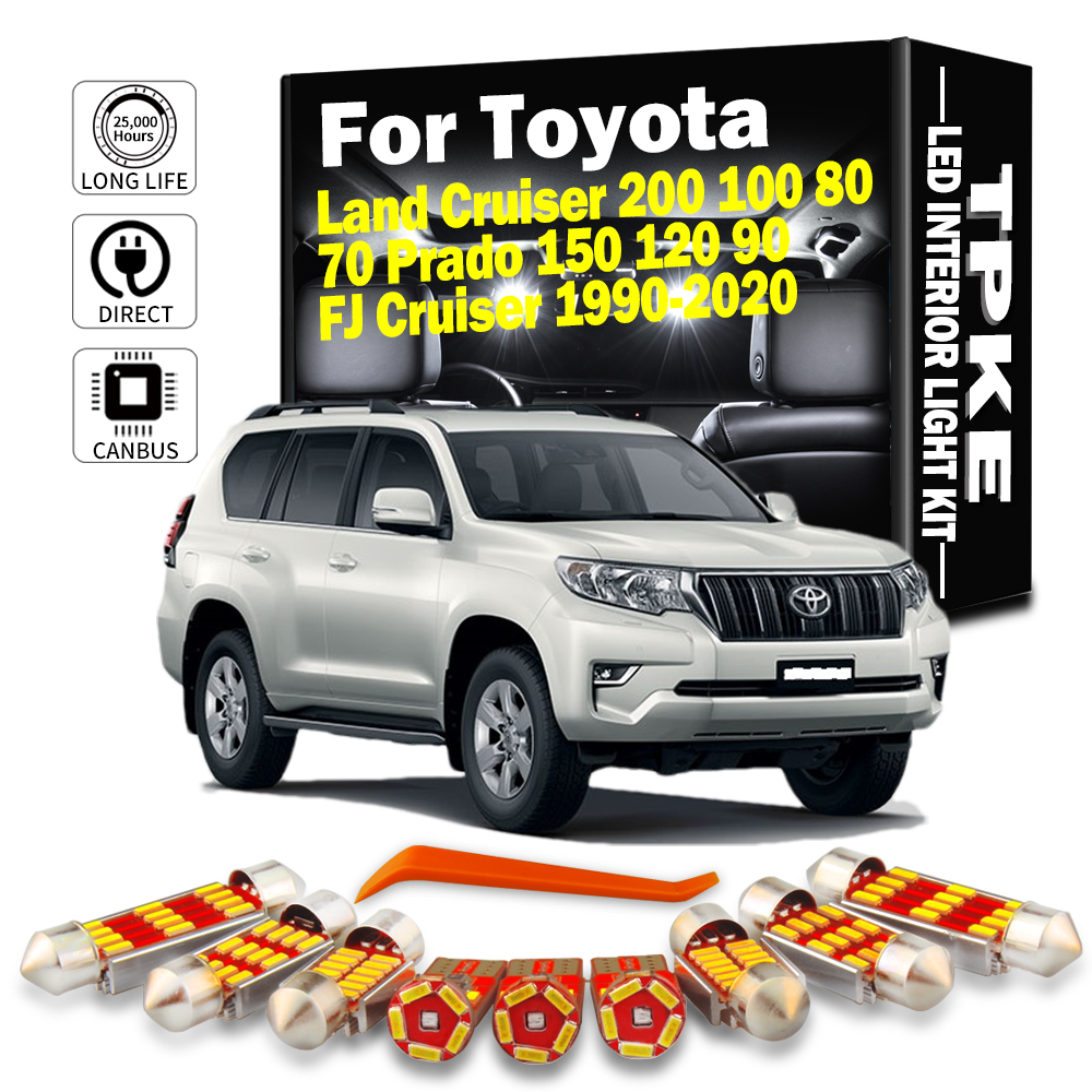 TPKE Canbus LED Kit Lampu Interior untuk Toyota Land Cruiser 200 100 80 70 Prado 150 120 90 FJ Cruiser 1990-2020 Bohlam Led Mobil