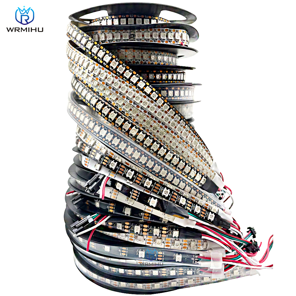 DC5V WS2812B 5 m/rollo 30/60/144leds/m negro/blanco PCB IP30/IP65/IP67 5050RGB direccionable individualmente tira de luz de píxeles led inteligente