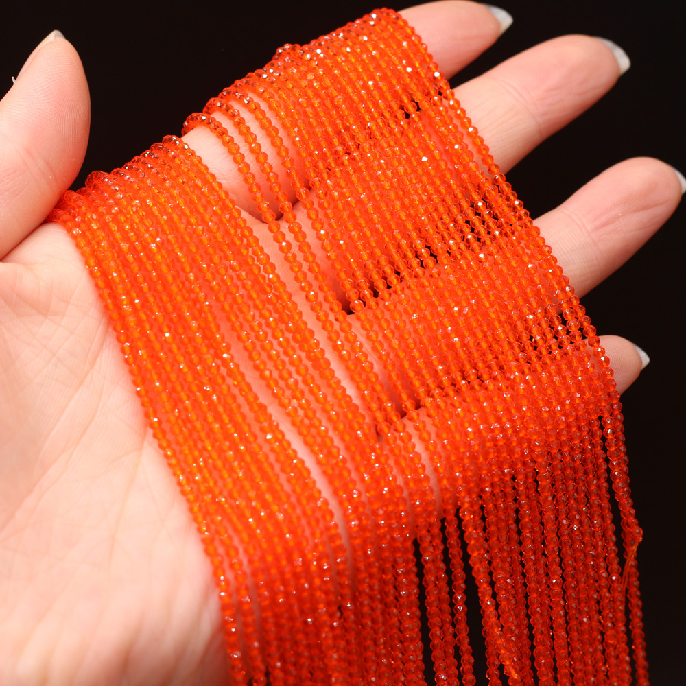 Manik-manik 2MM Batu Semi Mulia Alami Spinel Oranye Merah Manik-manik Longgar untuk Anak Perempuan Membuat Perhiasan DIY Gelang Kalung Pinggang Manik-manik