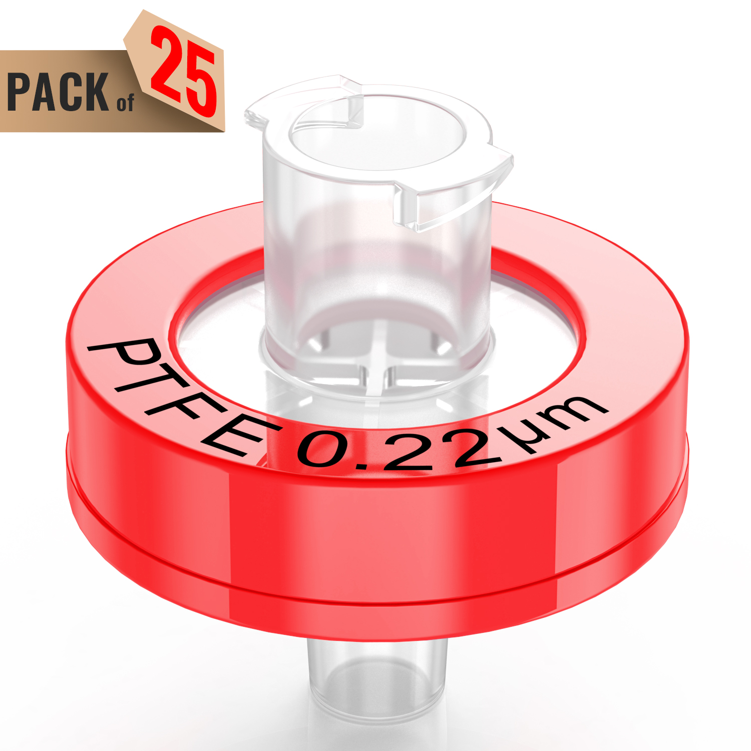 Filtros de jeringa, membrana de PTFE 1,0 μm/0,45 μm/0,22 μm tamaño de poro, 13 mm de diámetro, 25 piezas de Ks-Tek