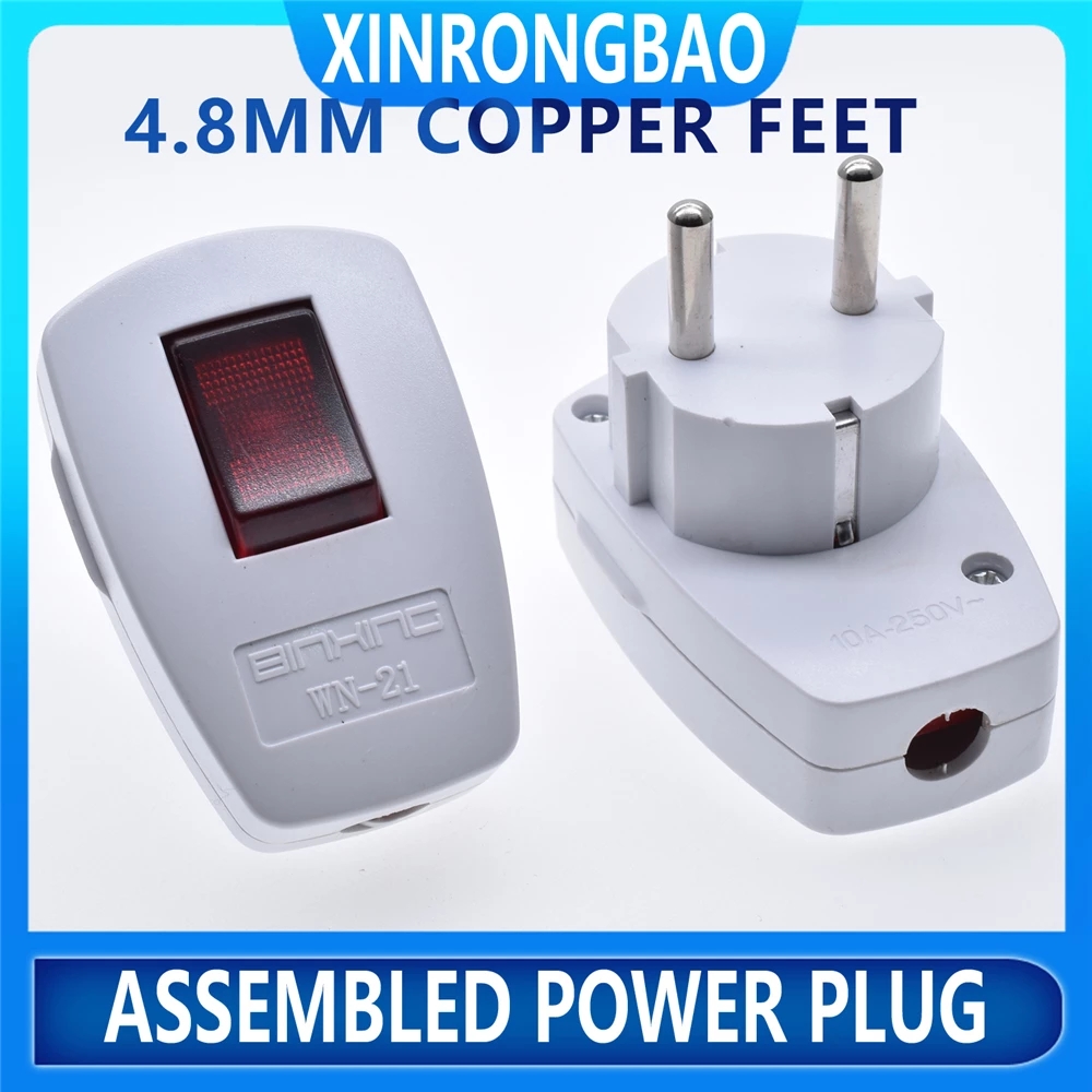 Prise électrique Schuko mâle ue avec interrupteur marche/arrêt remplacement rechargeable AU UK adaptateur européen convertisseur de prise de fil de sortie ca