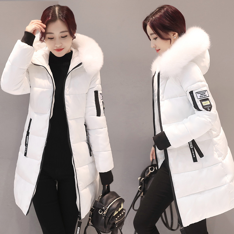 2023 Winter Jacket Women Parka Coat Big Fur Collar Hooded Thick Warm Down Cotton Jacket Parkas Long Female Coat CasualOutwear
