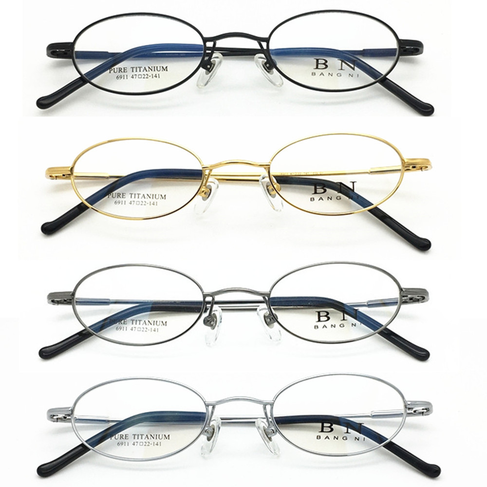 Lunettes ovales en titane pur Super léger pour hommes et femmes, monture complète optique, myopie, Prescription