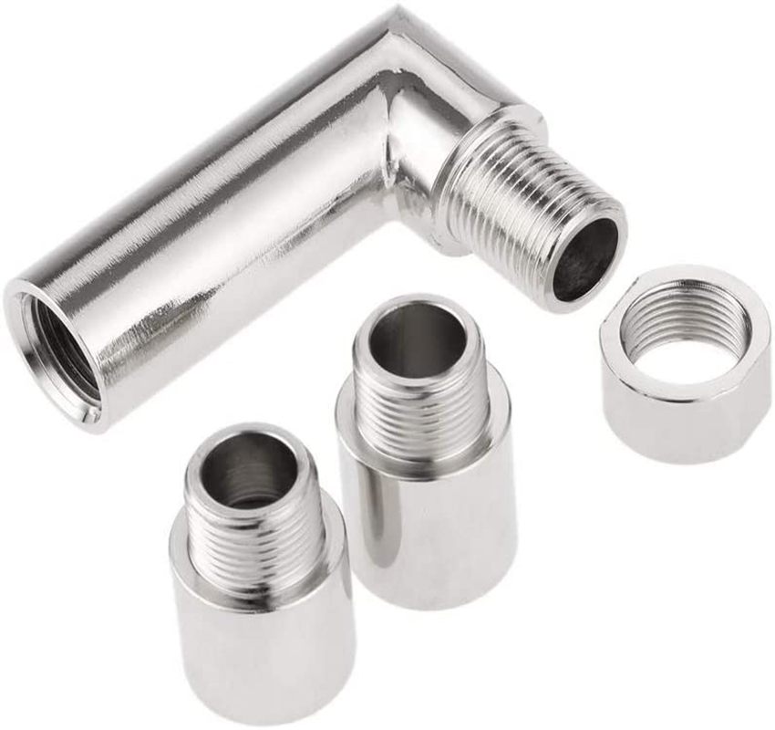 JIAX 4PCS Oxygen Sensor Spacer O2 90 Degree 02 Bung Angled Extension M18 X 1.5 KIT