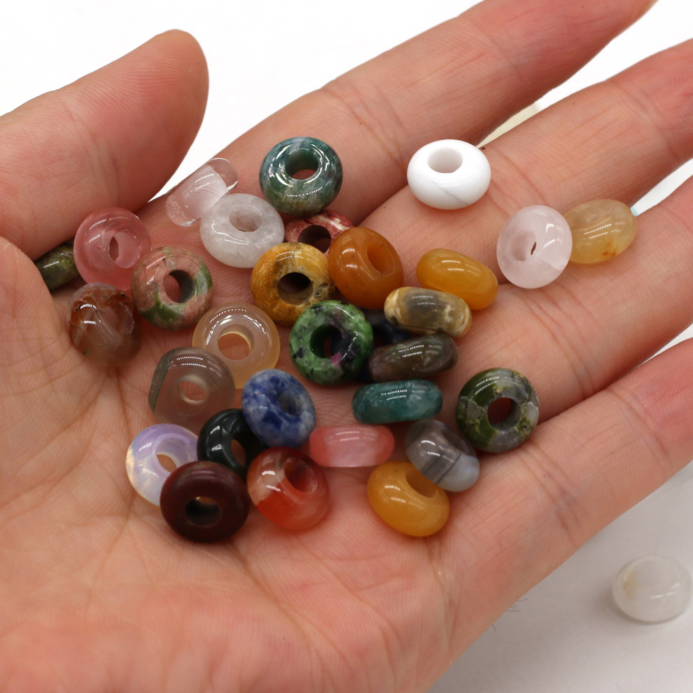 10szt Naturalne kamienne koraliki w kształcie liczydła Duży otwór Luźne koraliki do tworzenia biżuterii DIY Naszyjnik Bransoletka Akcesoria Otwór 4mm 5x10mm