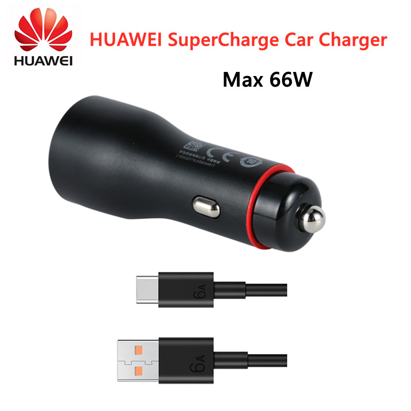 HUAWEI-cargador de coche SuperCharge Max 66W, puerto USB Dual, compatibilidad Universal con Cable tipo c 6A para Huawei/iPhone