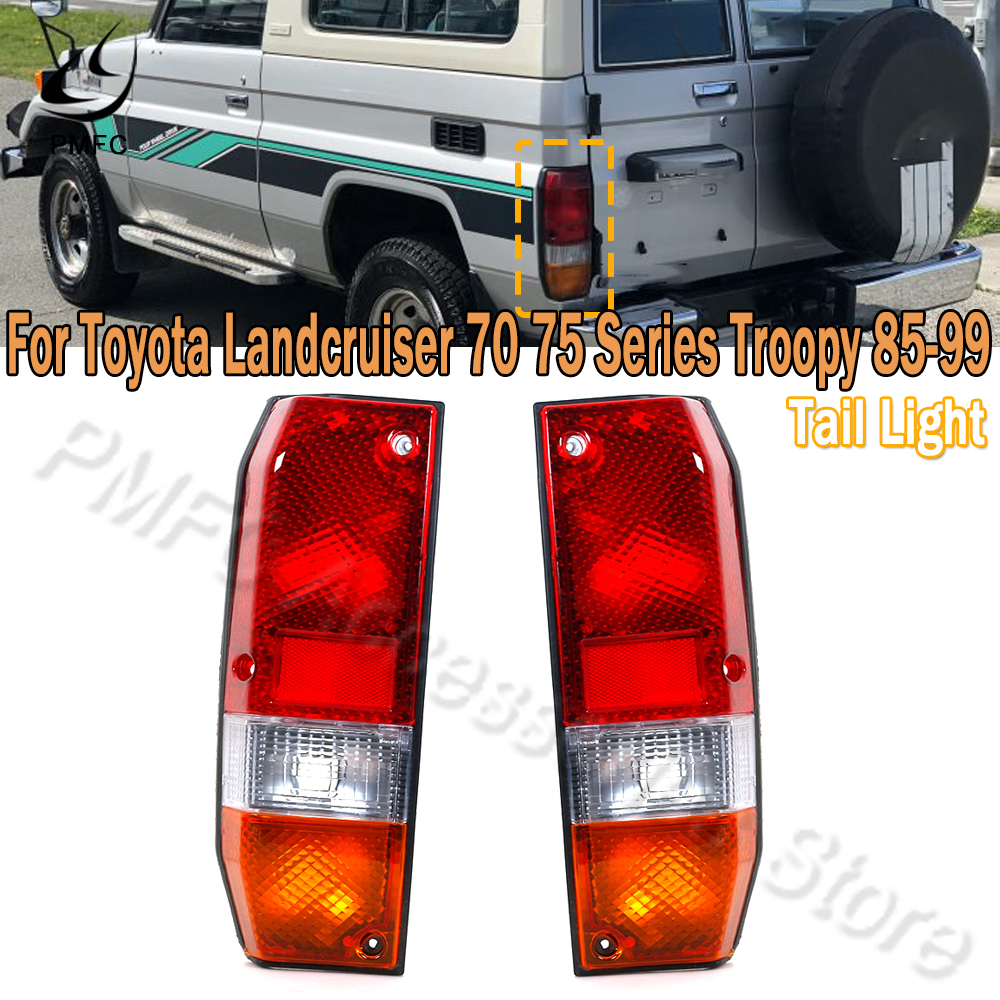 Lampu Belakang Mobil PMFC Lampu Berkendara Rakitan Lampu Tailight untuk Toyota Land Cruiser 70 75 Seri Troopy 1985 1986 1987-1999