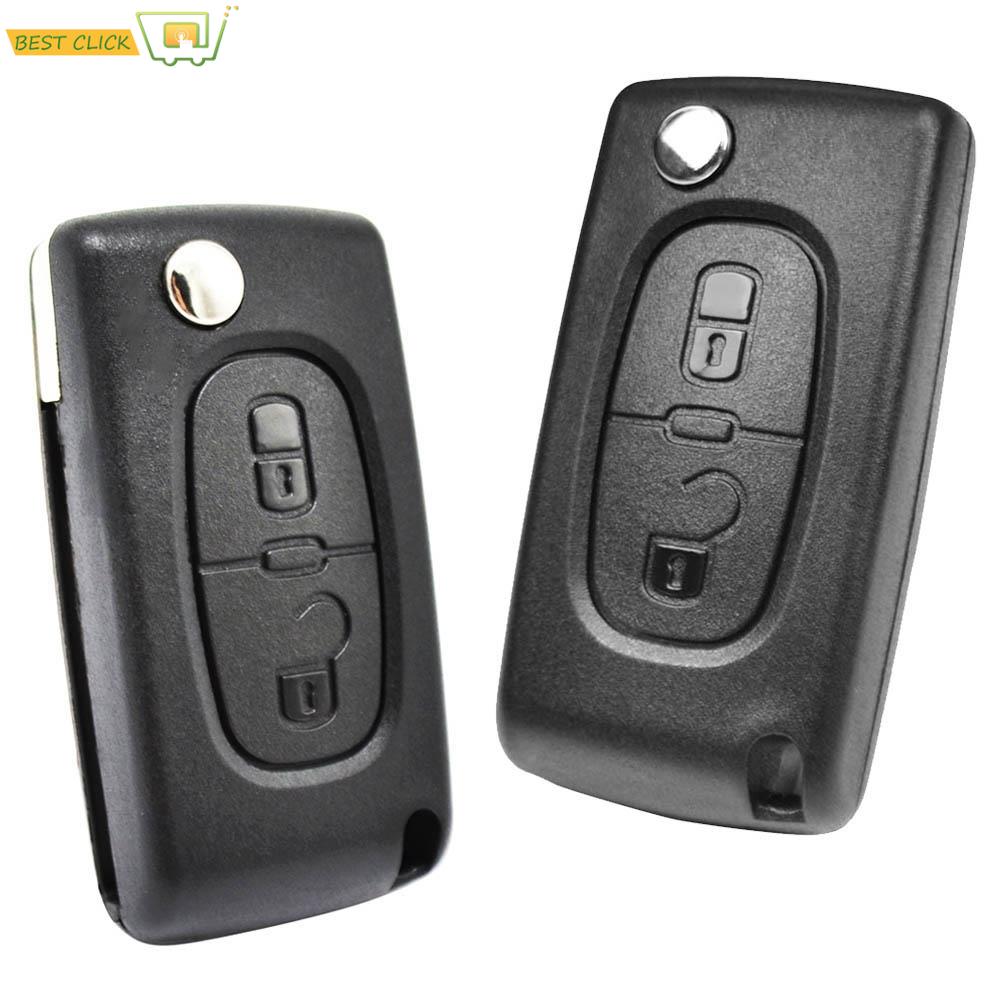 กุญแจรถ Remote Flip Key Shell 2 ปุ่ม CE0523 CE0536 สําหรับ Peugeot 308 207 307 3008 5008 807 สําหรับ Citroen C2 C3 C4 C5 C6 C8