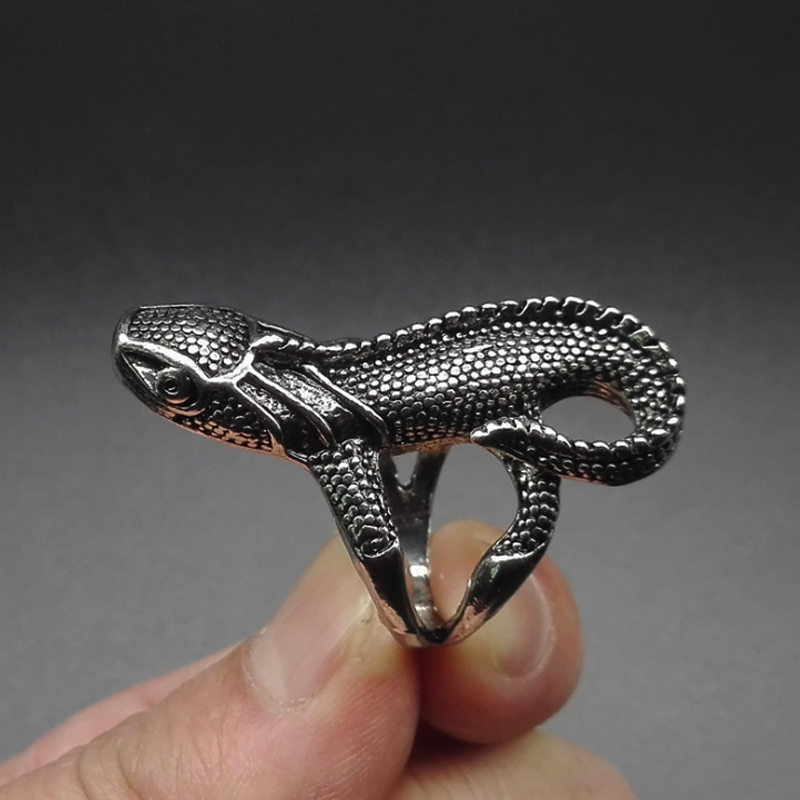 Anillos de lagarto de acero inoxidable 316L para hombres, anillo de motorista Punk, Vintage, gótico, Animal, regalo de joyería