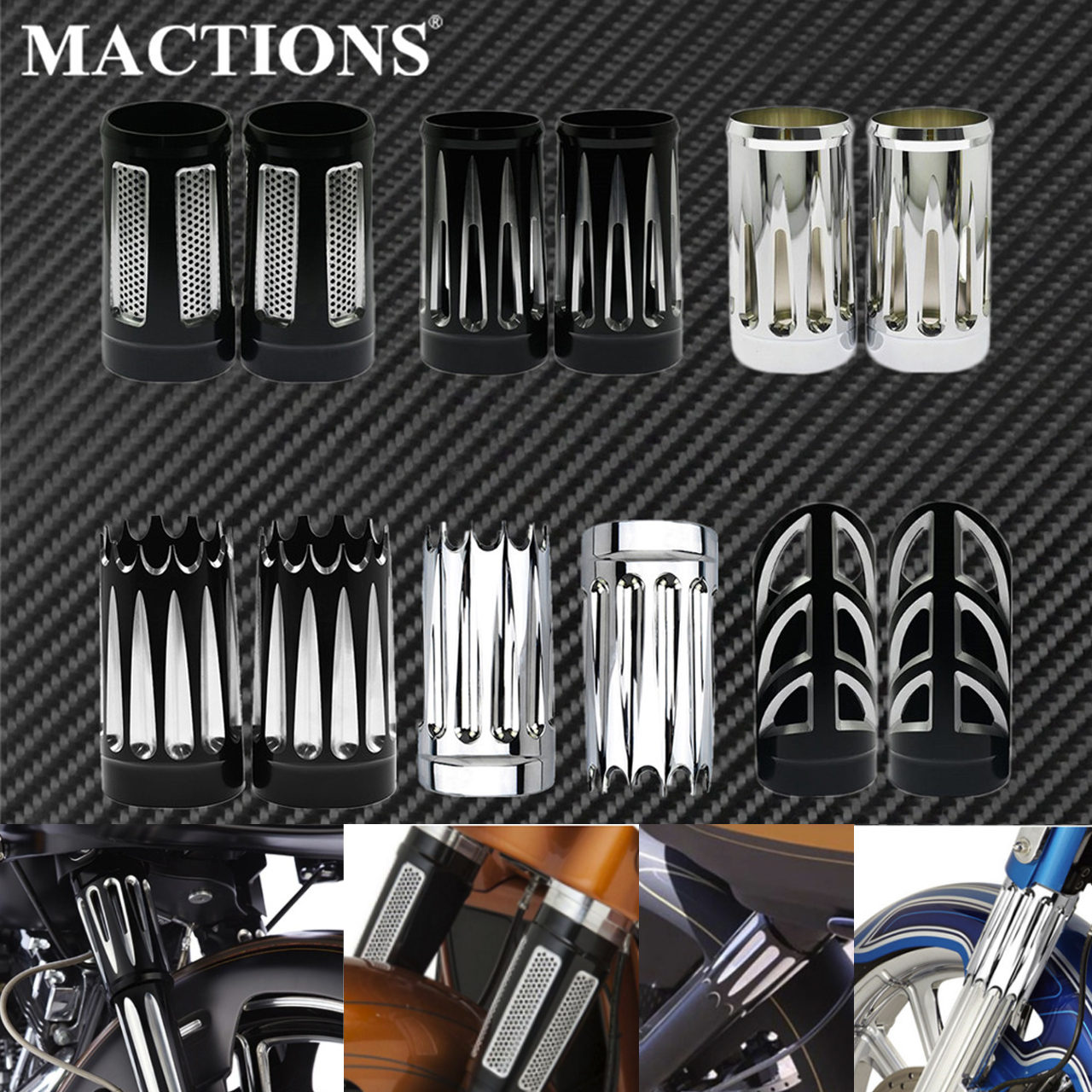 Moto CNC Forcella Anteriore Boot Slider Copertura In Alluminio Nero/Cromo Per Harley Touring Street Electra Glide FLHR FLHT FLTR 1984-25