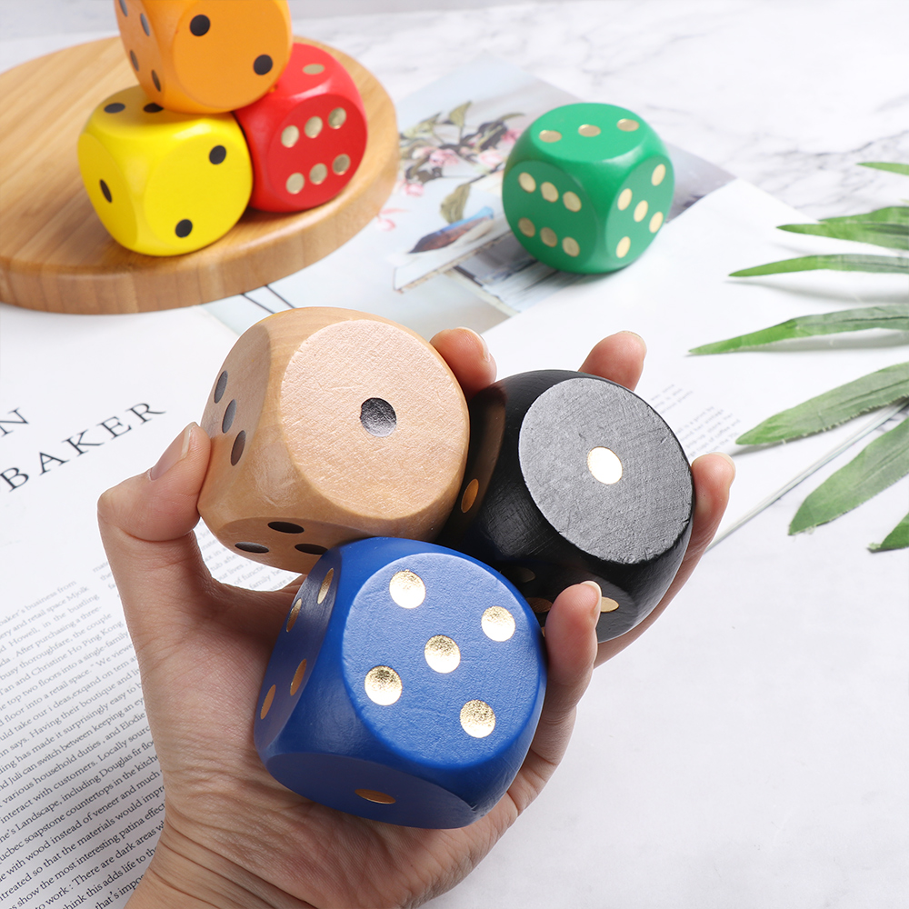 Игральные кости, 1 шт., 5 см, деревянные, большие, разноцветные, с круглыми углами, 6-гранные, шахматный реквизит, игрушка, развлекательная игра, настольные игры для всей семьи