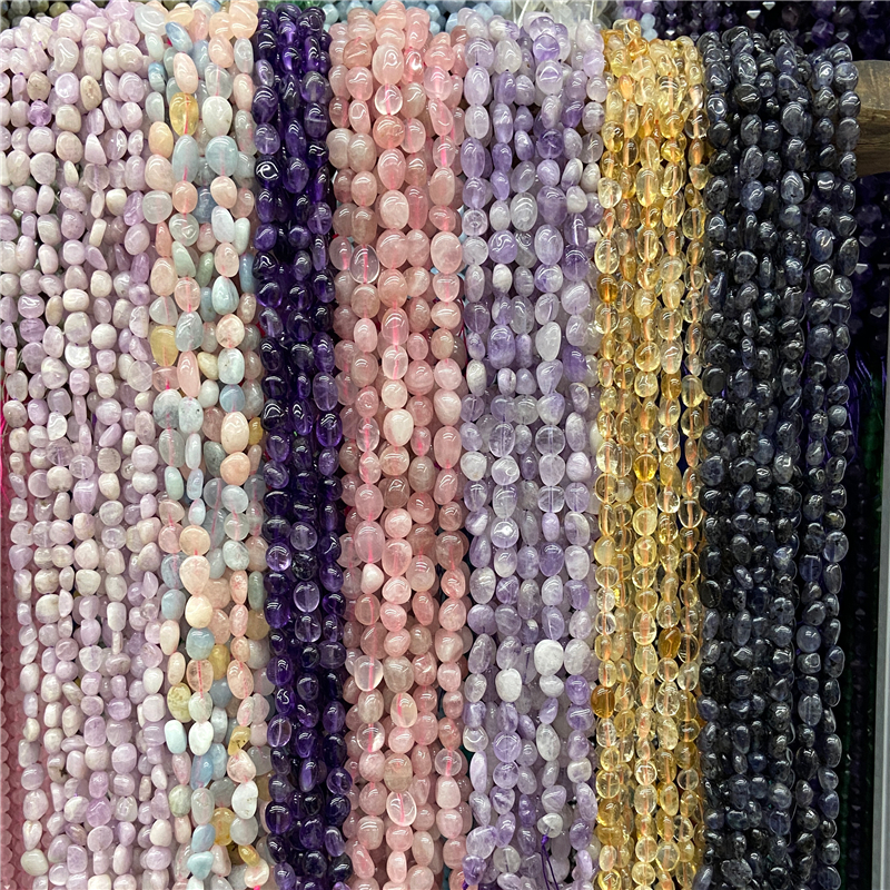 Cuentas de piedra Natural para mujer, amatista, fluorita, citrino, forma Irregular, sueltas, fabricación de joyas, pulsera, accesorio de bricolaje, 6-8MM