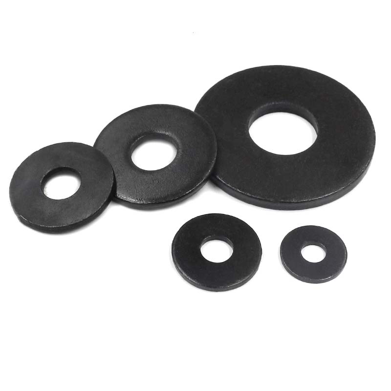 1/50 buah baja karbon hitam tidak-standar ukuran besar kebesaran mesin cuci datar besar M3 M4 M5 M6 M8 M10 M12 M14 M16 Gasket polos