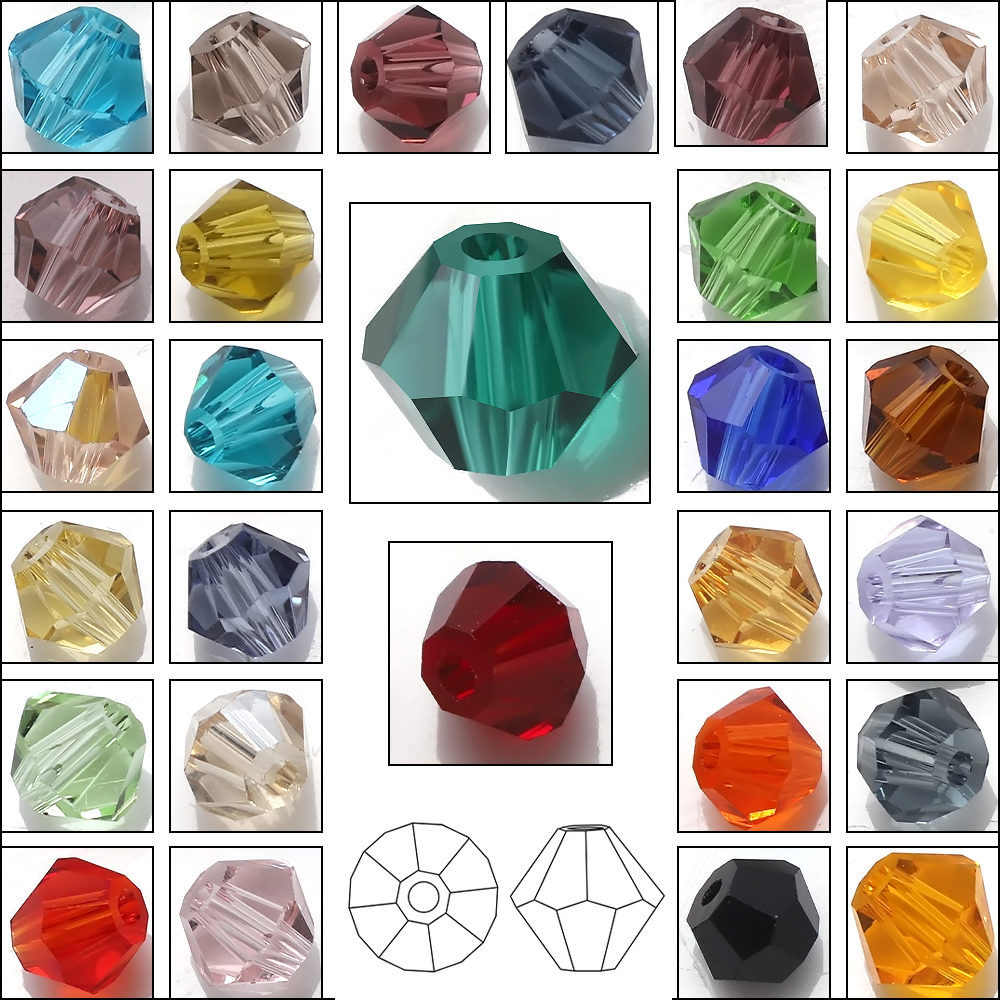 AAA ออสเตรียคริสตัล Bicone ลูกปัด 2 3 4 6 8 มม.Multicolor Faceted แก้ว Spacer ลูกปัดสําหรับเครื่องประดับ DIY อุปกรณ์เสริมขายส่ง