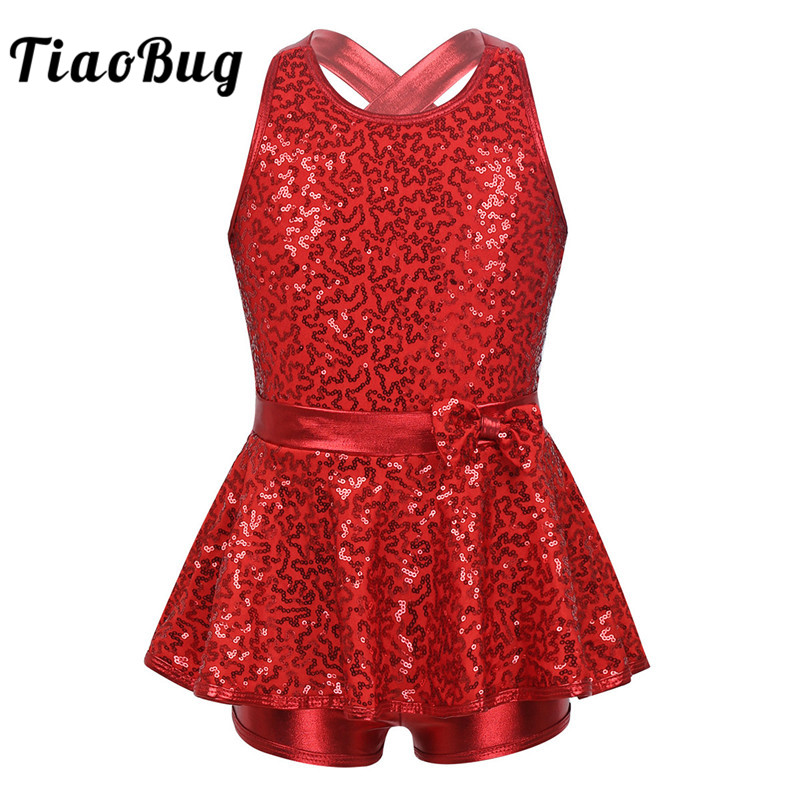 TiaoBug Trẻ Em Không Tay Đính Hạt Cườm Dancewear Thể Dục Dụng Cụ Leotard Bé Gái Ba Lê Trượt Băng Nghệ Thuật Đầm Hiện Đại Cuồng Nhạc Jazz Khiêu Vũ Trang Phục
