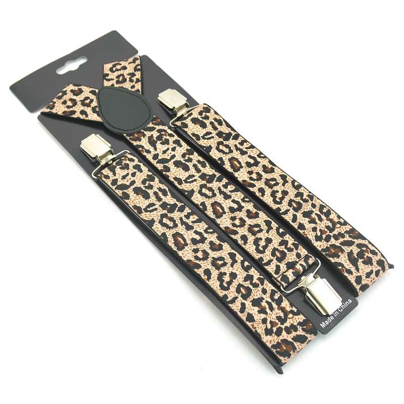 ファッションヒョウサスペンダーメンズユニセックスクリップオンサスペンダー弾性 3.5 センチメートルワイドサスペンダー y 良い品質は卸売
