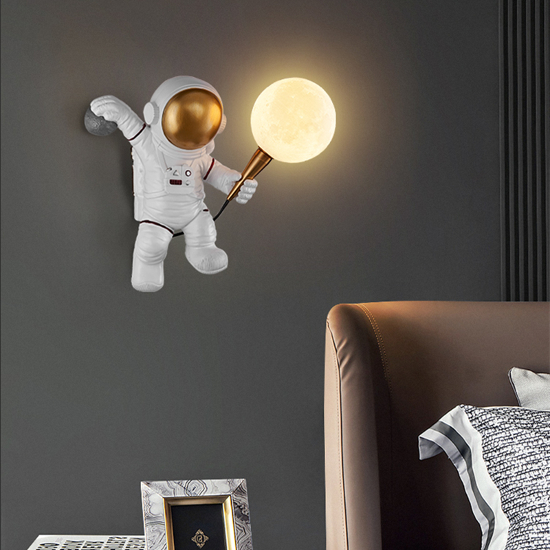 Nordic LED Persoonlijkheid Astronaut Maan Kinderkamer Wandlamp Keuken Eetkamer Slaapkamer Studeerkamer Balkon Gangpad Lamp Decoratie
