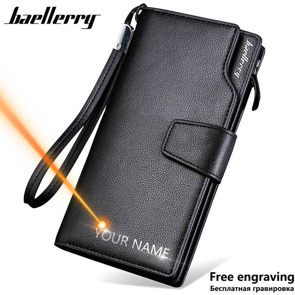 Baellerry, billeteras para hombre, tarjetero de estilo largo de alta calidad, monedero masculino con cremallera, billetera de cuero PU de marca de gran capacidad para hombre