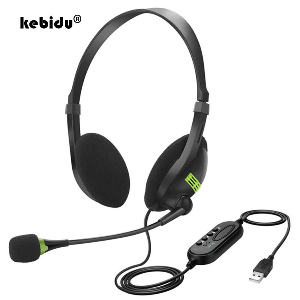 kebidu 3.5mm Wired Headphones Microphone Universal USB Headset With Microphone For PC /Laptop/Computer