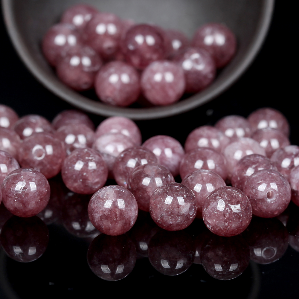 Perles rondes en pierre de lépidolite naturelle, pour la fabrication de bijoux, Bracelet fait à la main, 6/8/10/12mm