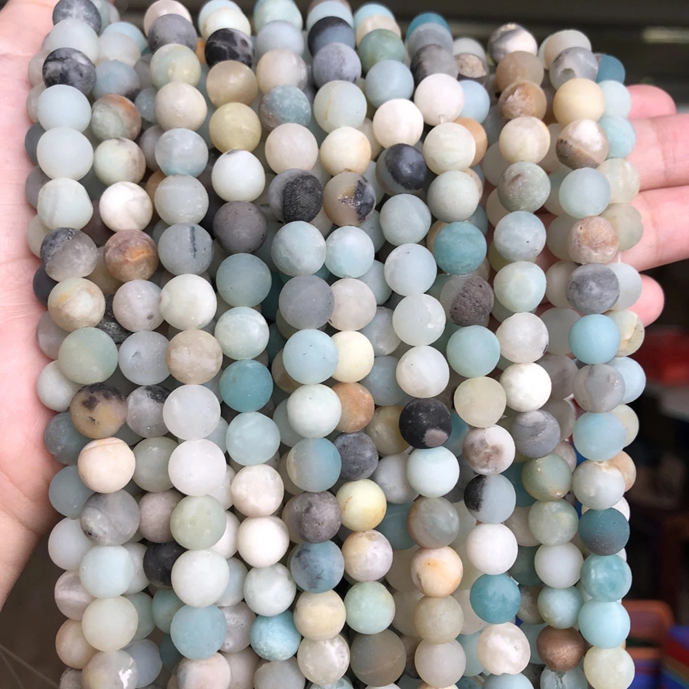 Pedra natural fosco amazonita contas redondas para fazer jóias perles gem contas soltas diy pulseira colar 15 ''4/6/8/10/12mm
