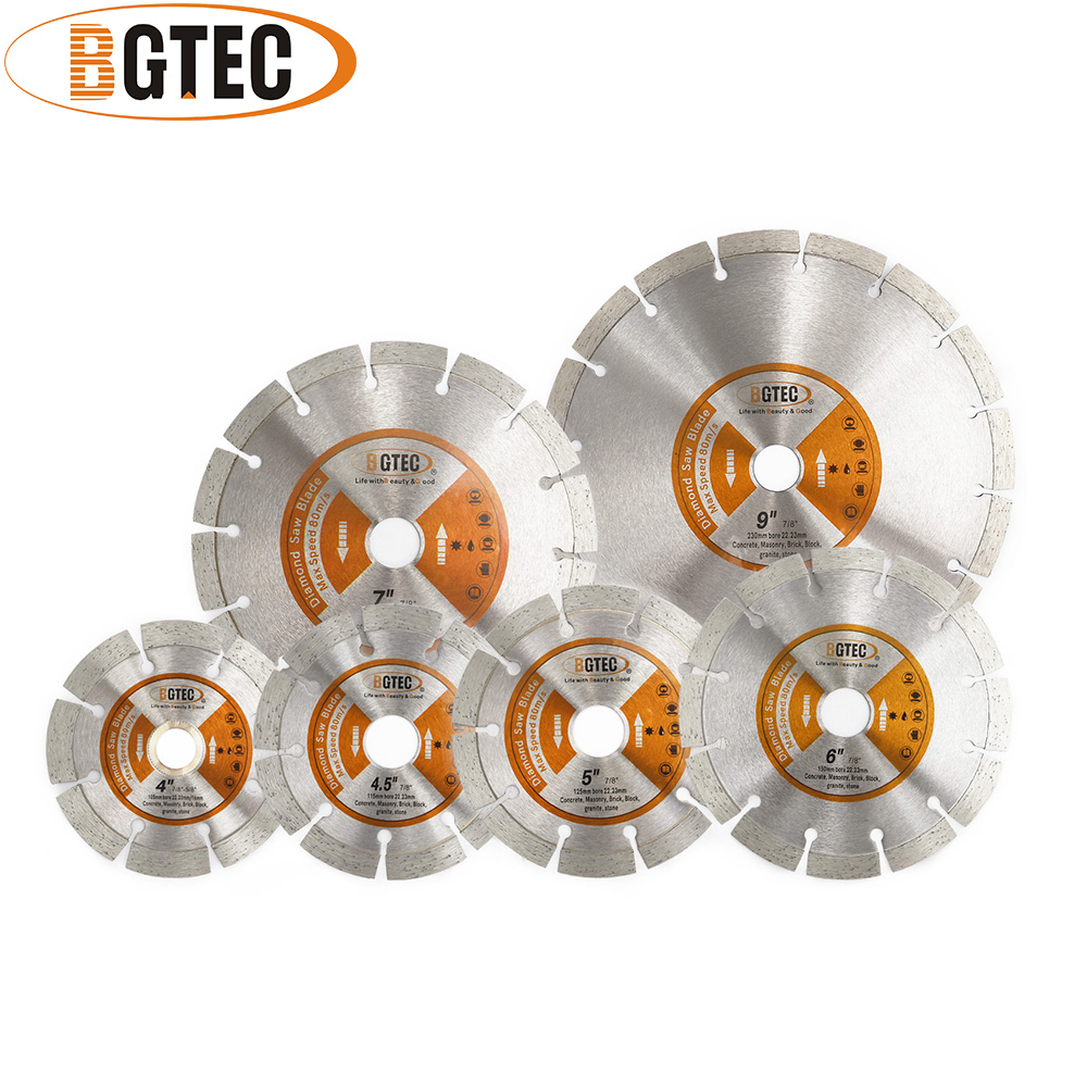BGTEC 1 шт. 4/4,5/5/6/7/9 дюймов пильное полотно режущая пластина 105-230 мм фарфор, гранит, мрамор, бетон, каменная плитка, диск для сухой резки