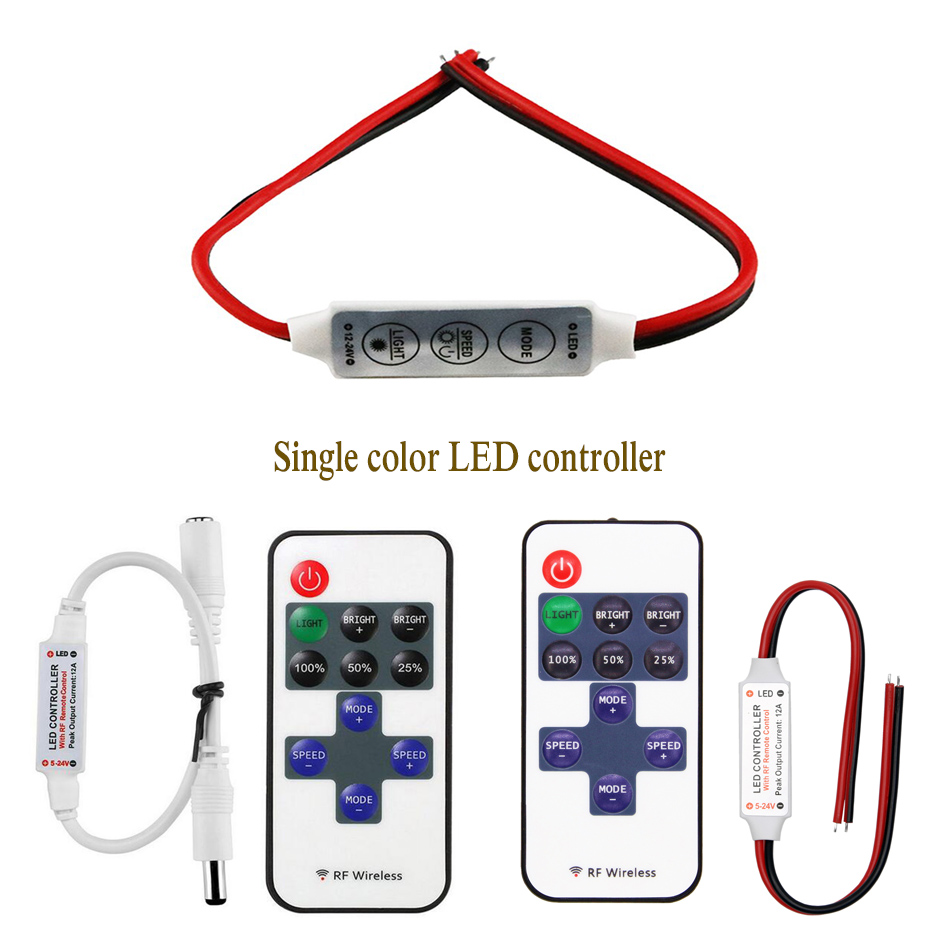 DC 12V-24V Mini 3 Tasten 11ey RF Einfarbiger LED-Controller Helligkeitsdimmer für LED 3528 5050 LED-Streifenlicht
