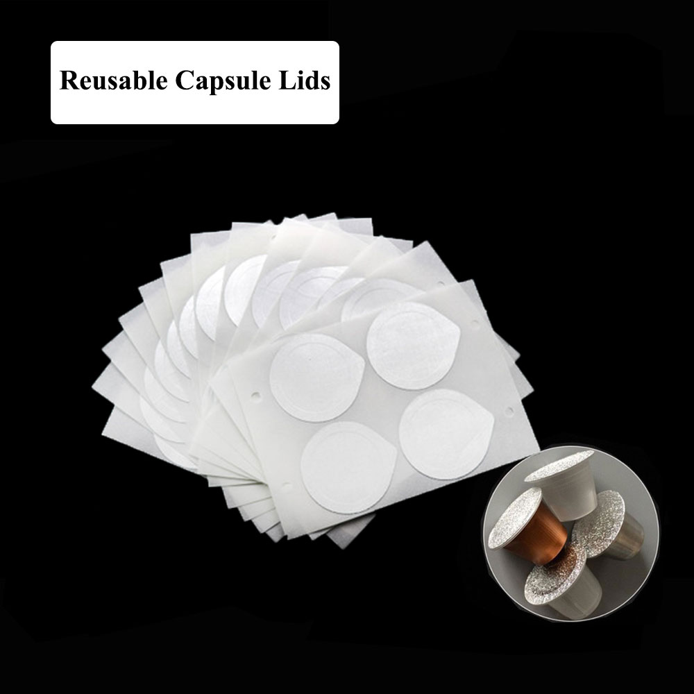 Cápsula de Café Nespresso Recargable, Adhesivo de Aluminio para Recarga de Cápsulas de Acero Inoxidable, Tapa Autoadhesiva de Aluminio para Cafetera de 37 mm