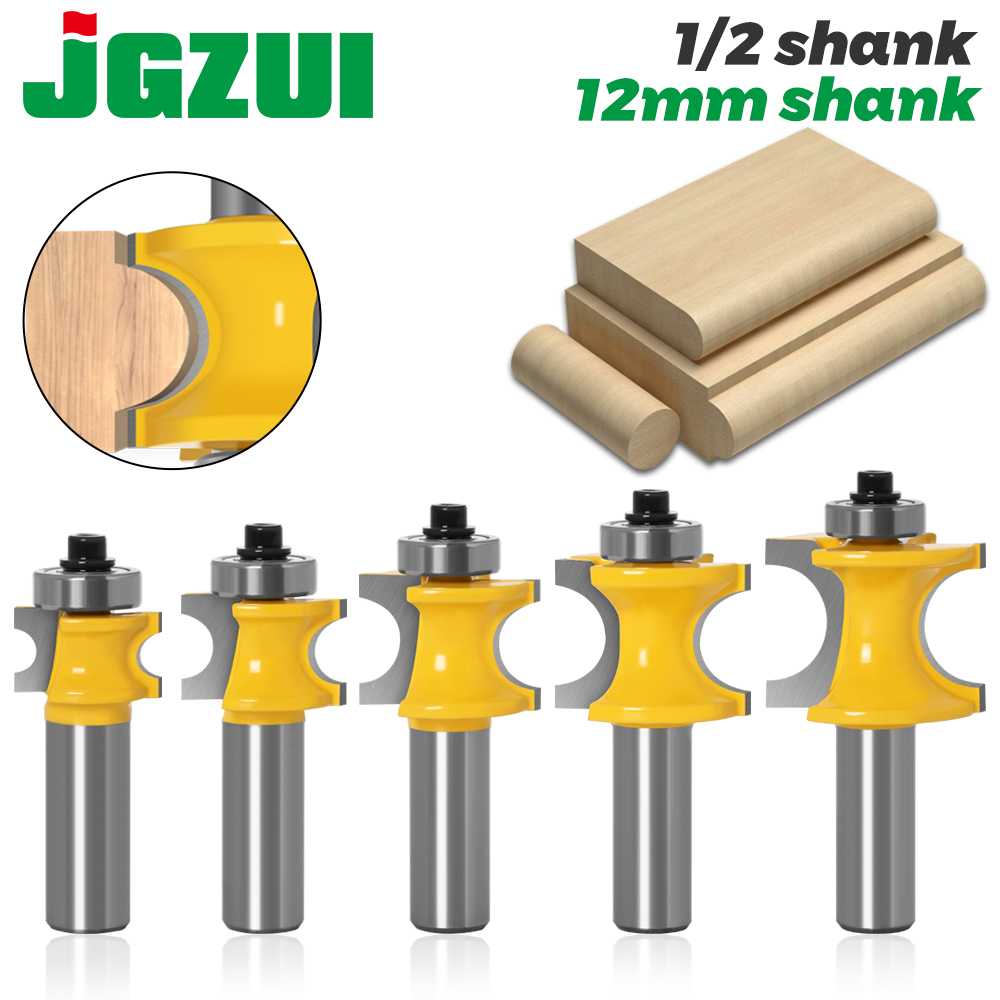 Juego de 1-5 fresas de router de punta redonda con punta de carburo C3, vástago de 1/2 pulgada (12 mm) para trabajar la madera