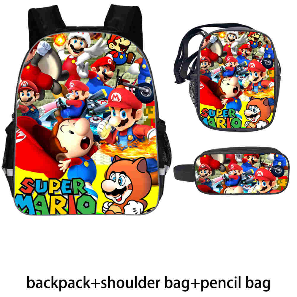 Mario Bros Ransel Sekolah untuk Anak-anak Laki-laki Perempuan Tas Sekolah Pelajar Remaja Siswa Tas Kustom Ransel Perjalanan