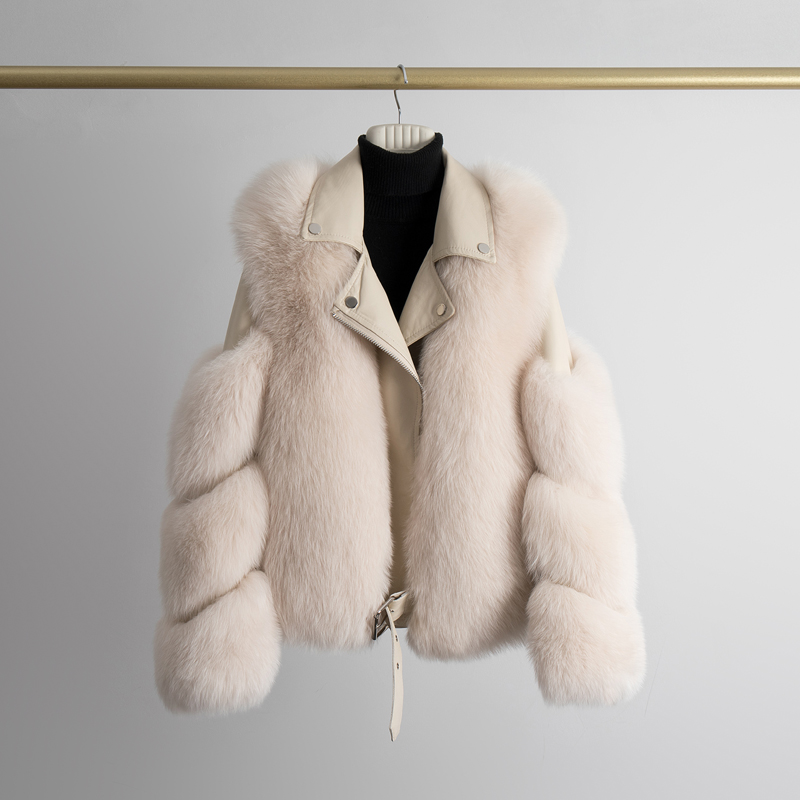 Winter Neue Stil Aviator Mode Fuchs Pelz Jacke Frau Echtes Leder Natürliche Pelzmantel mit gürtel