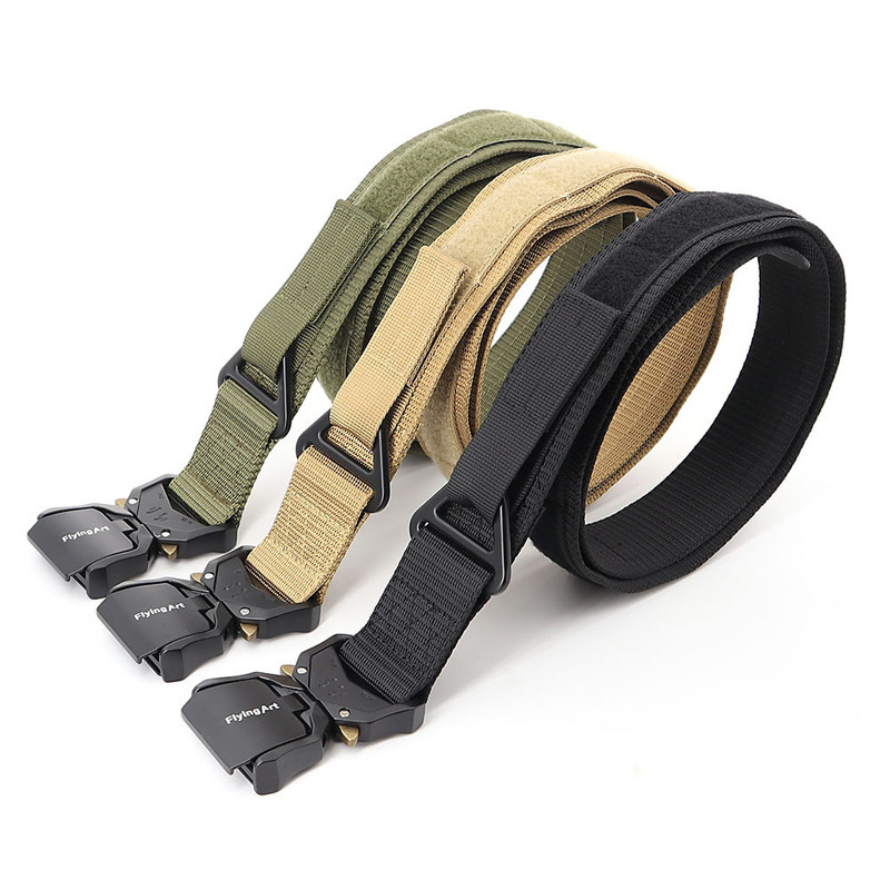 Hot Leger Tactische Riem Klittenband Molle Mannen & Vrouwen Nylon Taille Kan Hangen Multifunctionele Legering Gesp Riem Mannen Outdoor jacht Riem