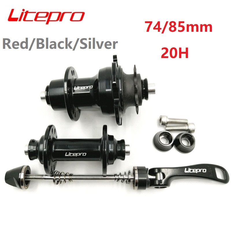LITEPRO 74mm 85mm 20 หลุม V เบรคแบริ่งฮับ 14/16 นิ้วพับจักรยานด้านหน้าด้านหลัง Hubset 9T Freewheel สีดำ-เงิน-สีแดง