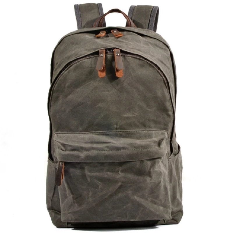 Tas Ransel Kanvas Anti Air Berlapis Lilin Desain Baru Unisex Pria Vintage Wanita Anti Maling Tas Perjalanan Retro Tas Sekolah