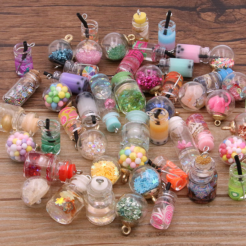 10 Stück 8-30 Stile Mix Glasflaschen Milch Teetasse Kugel Ohrring Charms Diy Erkenntnisse Schlüsselanhänger Armbänder Anhänger für Schmuckherstellung
