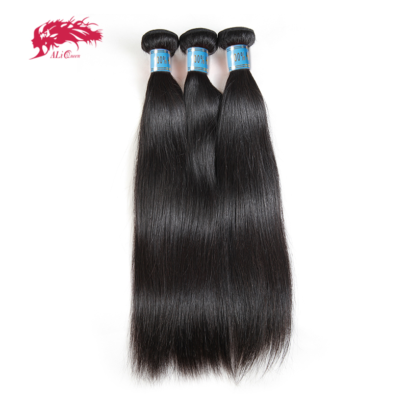 Extensiones de cabello humano virgen liso peruano Ali Queen, 8 "-28", Color Natural, 3/4 Uds., extensiones de cabello humano de doble estiramiento